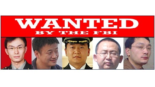 Chinese military officers indicted on cyber espionage charges.