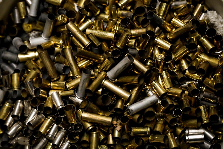 A pile of bullet shell cases.