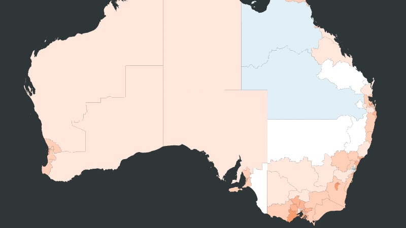 A map shows SSM gained majority support across most parts of Australia.