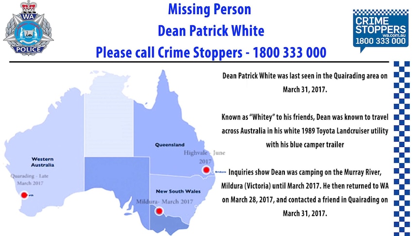 Image of an appeal poster released as part of the investigation into Dean White's disappearance.