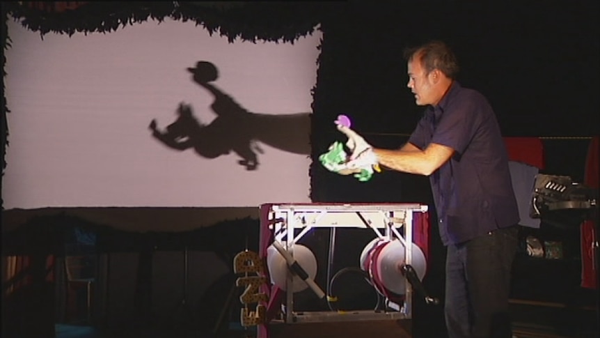 Shadow puppeteer Jeff Achtem
