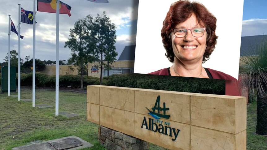 Inset of councillor image on image of council chambers sign