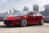 A Tesla Model S electric car