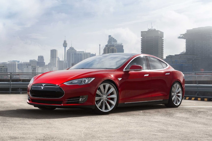 A Tesla Model S electric car