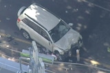 Aerial view of smashed up 4WD