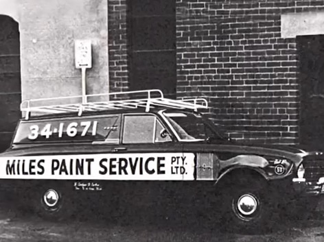 A photograph of the Miles Paint Service car in 1951, a business which grew to become Programmed Maintenance Services.