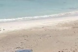 The boat used by the diver attacked and killed by sharks is towed from the beach