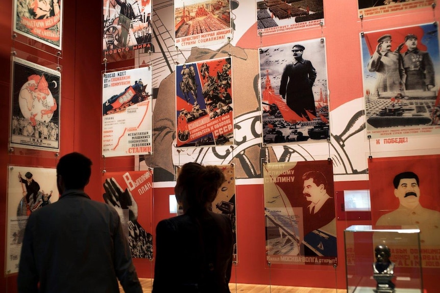 Propaganda posters inside Poland's Museum of the Second World War