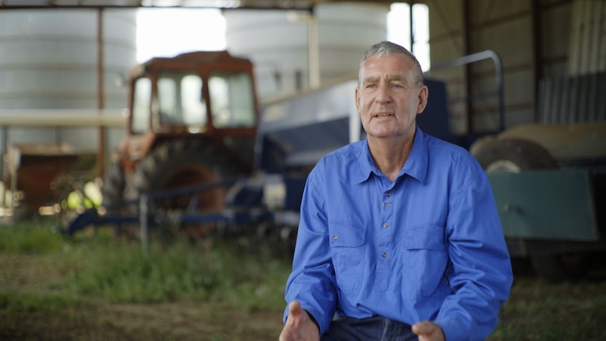 Farmer Steve Aughey being interviewed