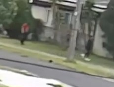Two men walking past a house are captured on CCTV