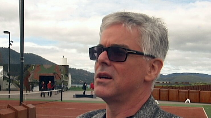 MONA owner David Walsh on the roof of the museum.