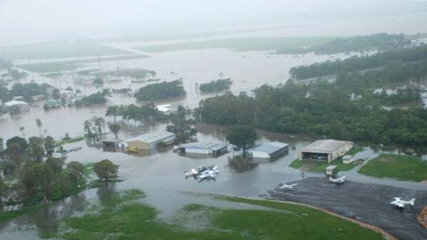Floodwaters cover the airport at Ingham in north Queensland