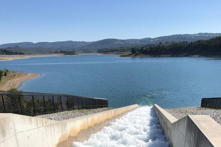 Water flowing out of the Wonthaggi desalination plant.