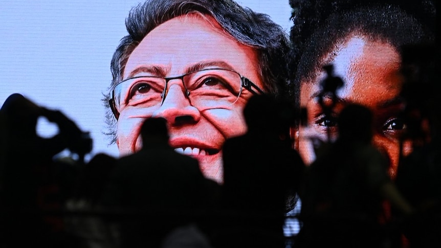 Journalist wait for Colombian left-wing presidential candidate Gustavo Petro.