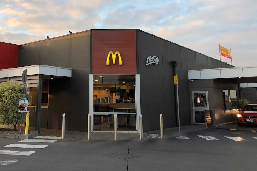 The Fawkner McDonald's restaurant at sunrise.