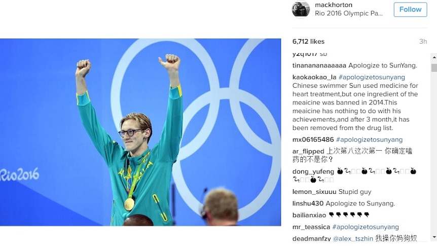 Chinese social media users troll Mack Horton's Instagram