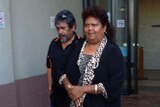 Richie Ah Mat from the Cape York Land Council and traditional owner Gail Nona leave court in Cairns