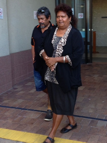 Richie Ah Mat from the Cape York Land Council and traditional owner Gail Nona leave court in Cairns