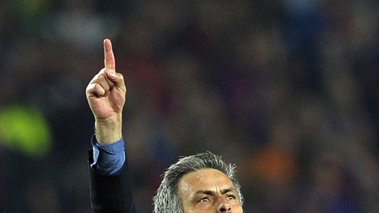 'Greatest moment of my career': Inter boss Jose Mourinho celebrates beating Barca to the final.