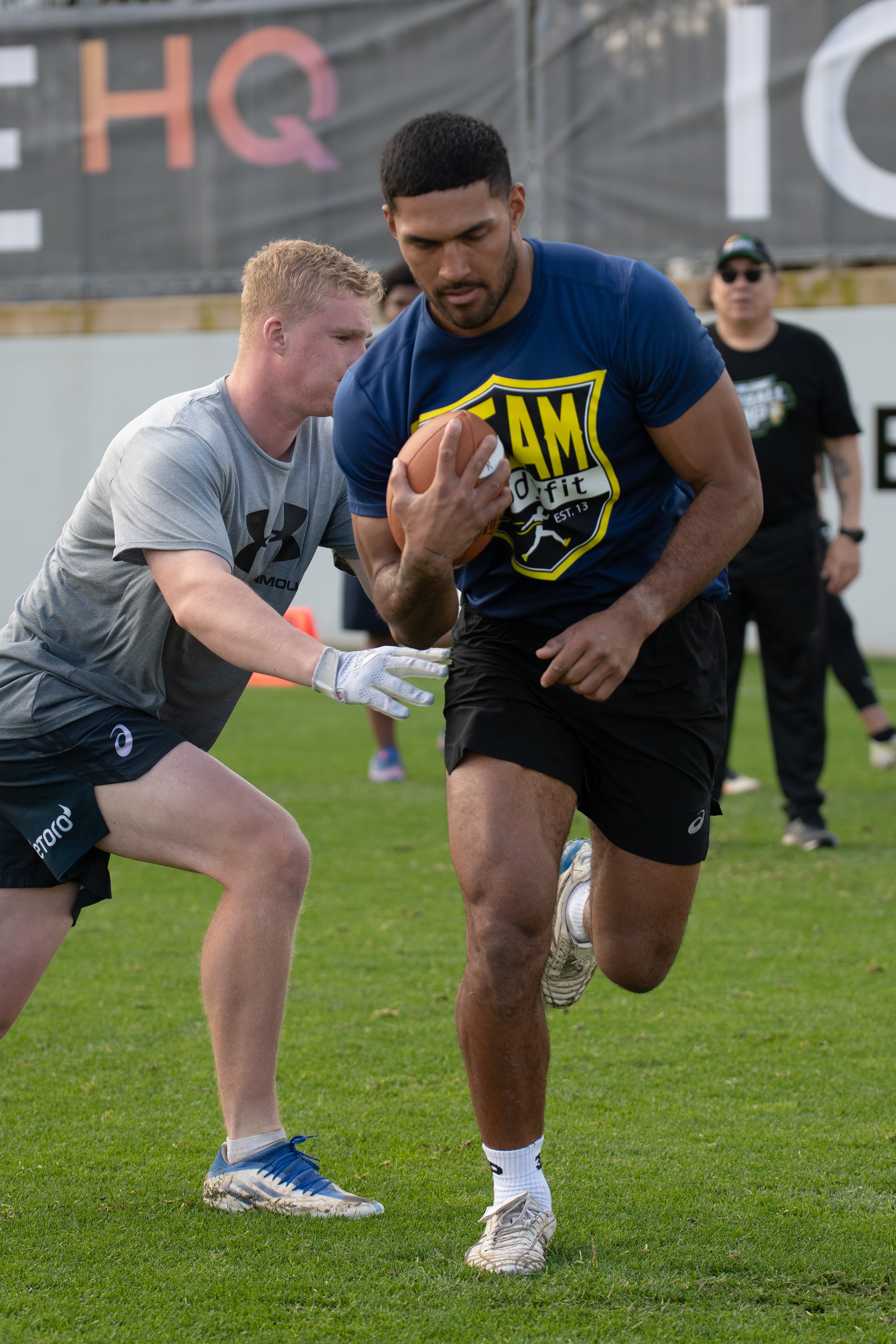 Noel Aukafolau at an American football training camp