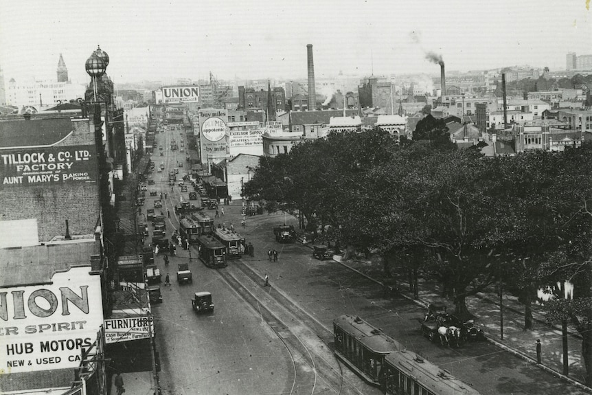 Broadway overlooking Glebe Point Road, some time in the 1930s