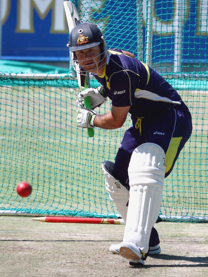Ponting bats in the nets in South Africa