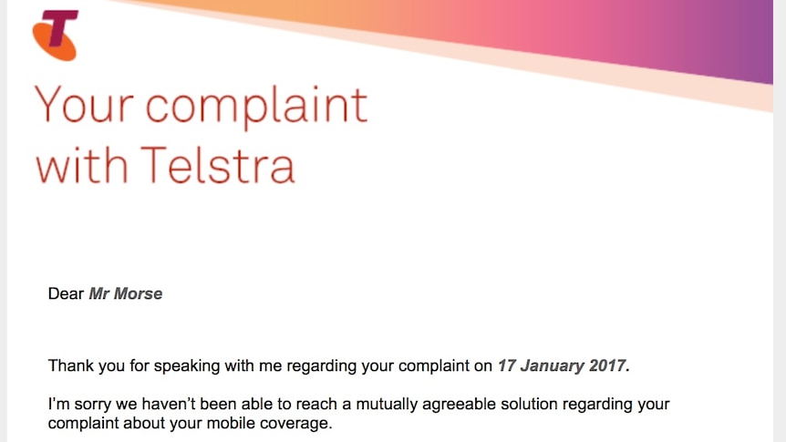 In letter Telstra confirms that three months of service was offered as compensation for outage