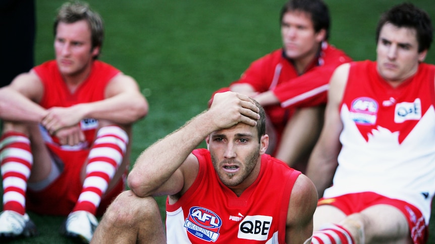 Bitter memories ... Jarrad McVeigh reflects after the 2006 grand final loss to the Eagles