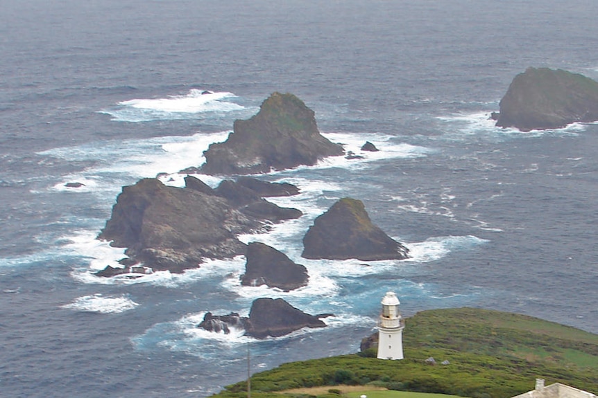 The lighthouse on Maatsuyker Island south of Tasmania.