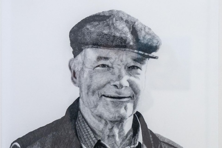 Charcoal portrait of Dairy Farmer Frank Ryan