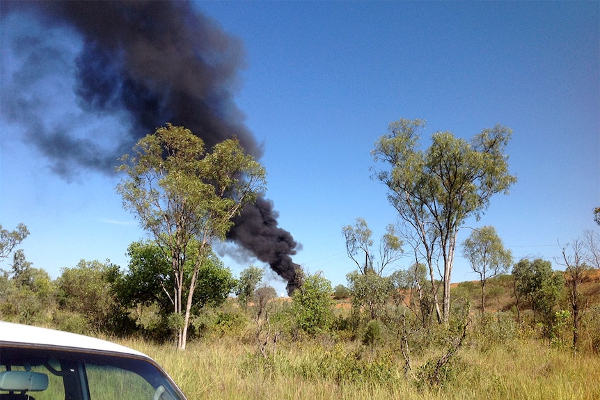 A plume of smoke at the MacArthur River Mine