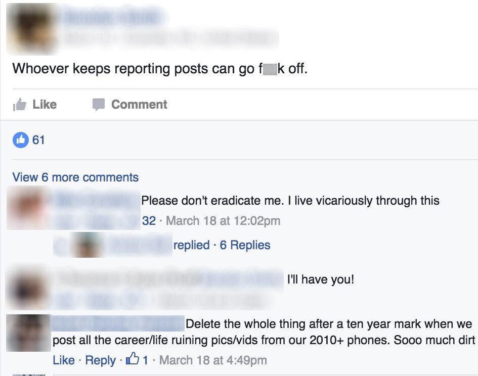 Uni students caught running secret Facebook page featuring photos