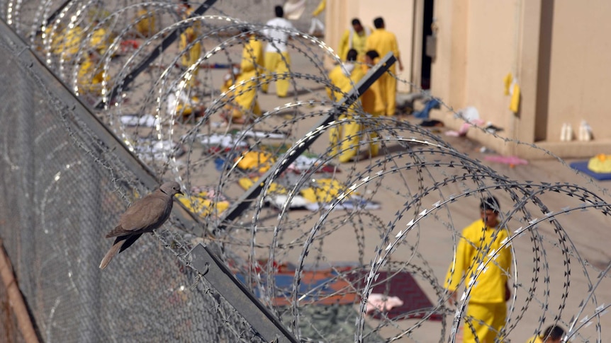 Prisoners inside Abu Ghraib prison in Iraq
