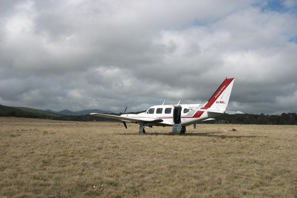 Brindabella Airlines says the plane was being used for a private flight when it landed in the Snowy Mountains.