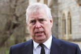Prince Andrew speaks to press during an interview in Windsor, England, in April 2021.