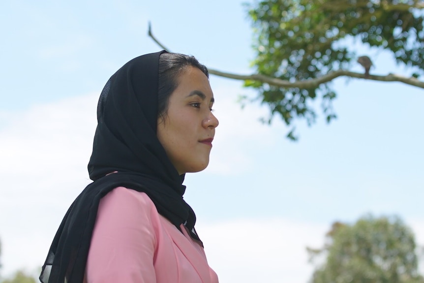 Fahima Ahmadi in a park in Brisbane