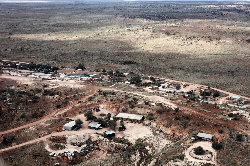 Aerial view of White Cliffs, western NSW.