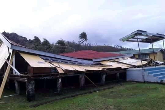 A damaged building following a storm.