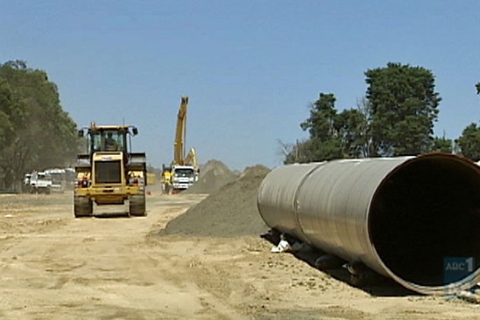The construction of the north south pipeline in 2009.