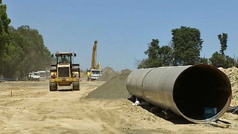The construction of the north south pipeline in 2009.