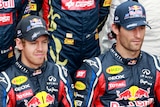 Red Bull team drivers Sebastian Vettel and Mark Webber