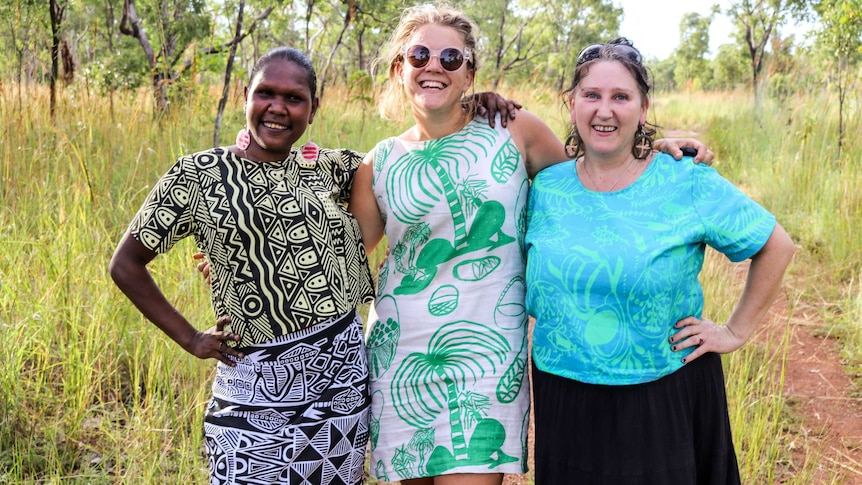 Maggie McGowan, who has had success with her clothing company in country Australia, with women wearing her designs