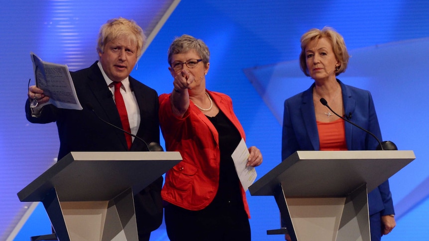 Boris Johnson, Gisela Stuart and Andrea Leadsom take part in The Great Debate on the EU Referendum