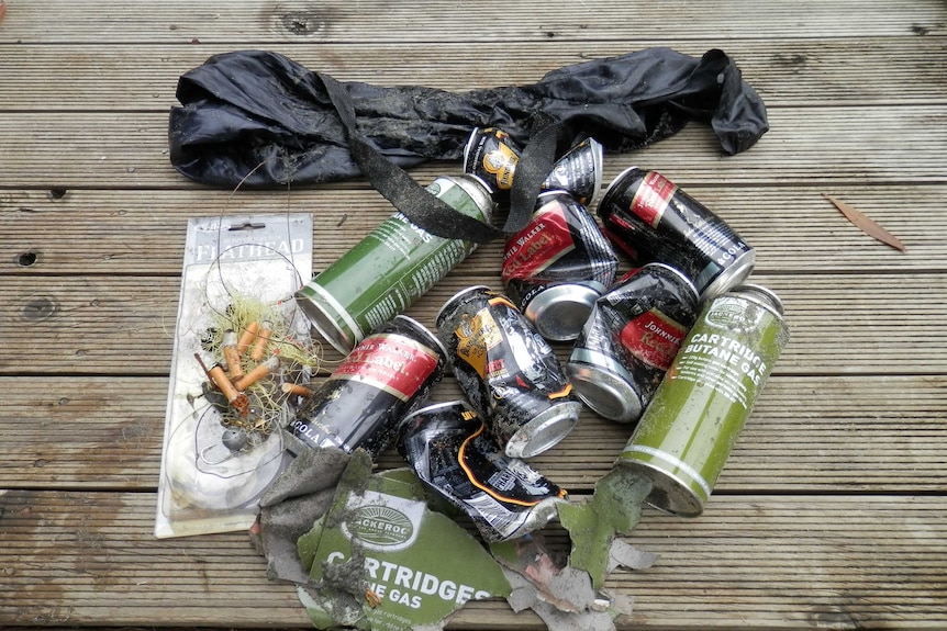 Rubbish collected from Bruny Island