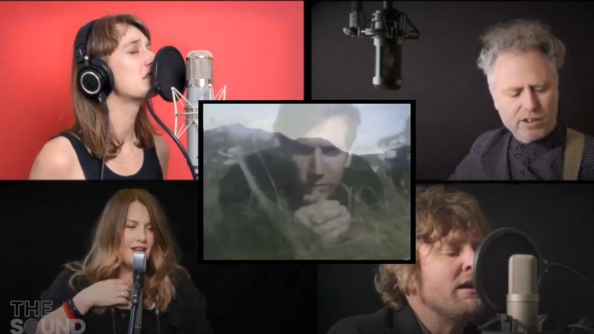 Various artists sing into microphones in a split-screen shot on The Sound on the ABC