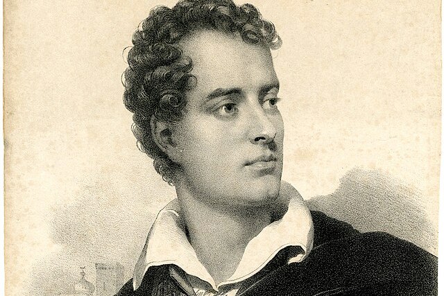 An old black and white sketch of George Byron