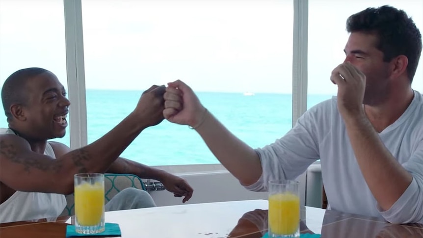 Ja Ruel with Billy McFarland in the Netflix doco Fyre: The greatest party that never happened