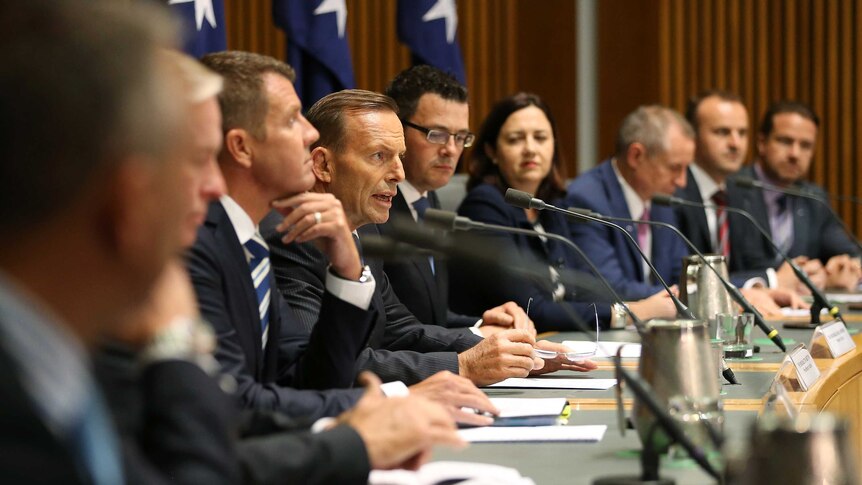Prime Minister Tony Abbott and state leaders at COAG