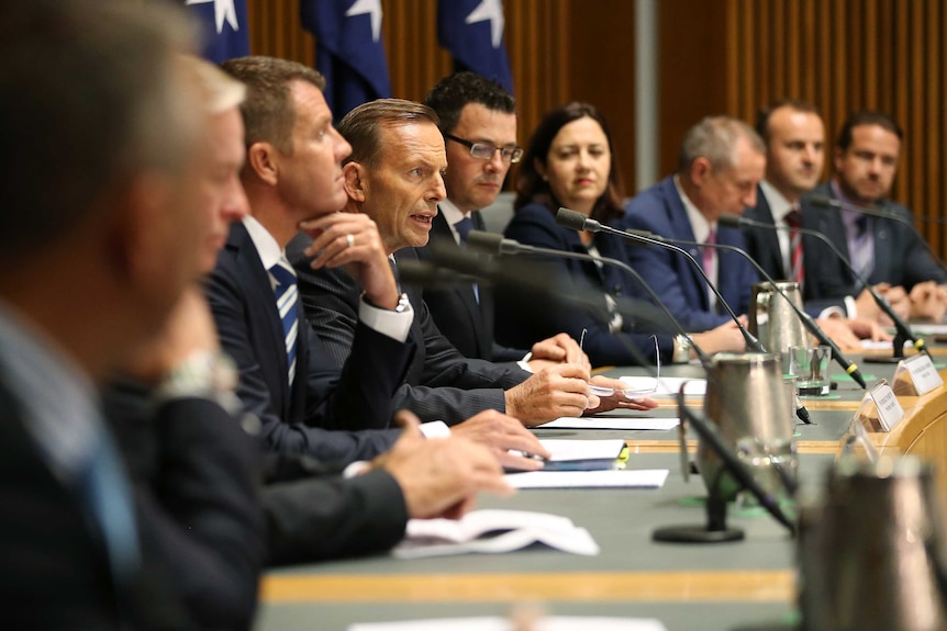 Prime Minister Tony Abbott and state leaders at COAG