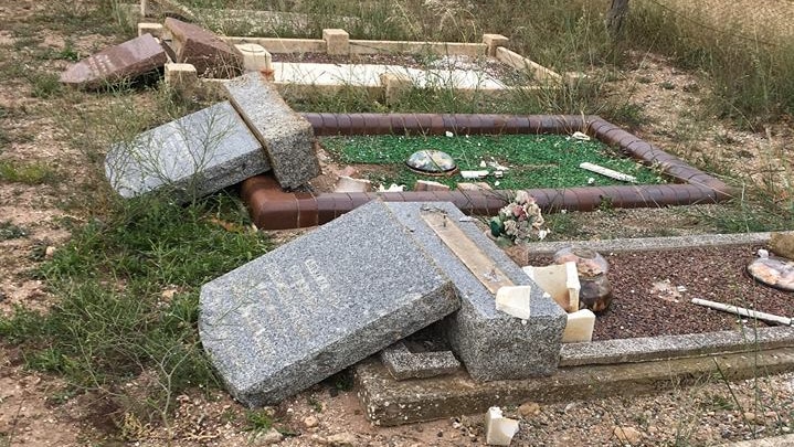 Graves damaged at the Talia cemetery
